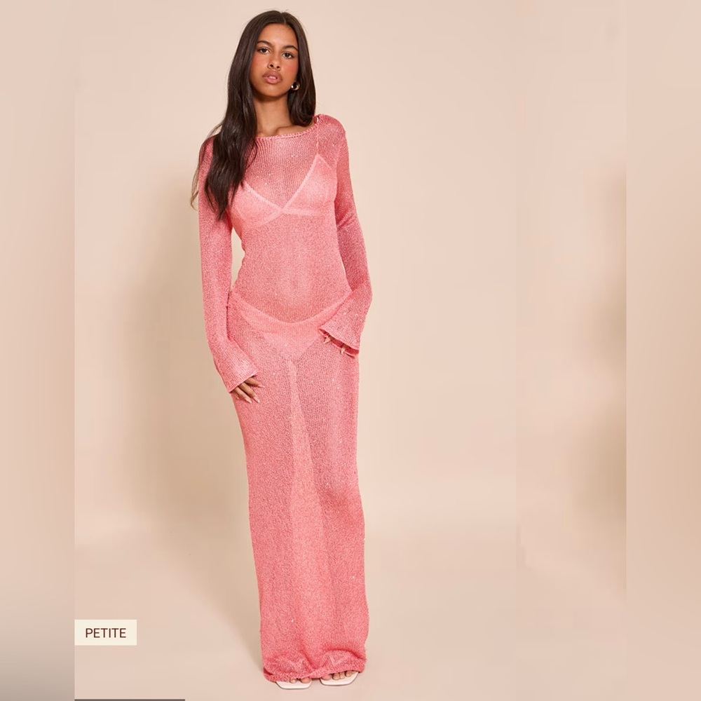 Pretty Little Thing Long Sleeve Sequin Knitted Maxi Dress